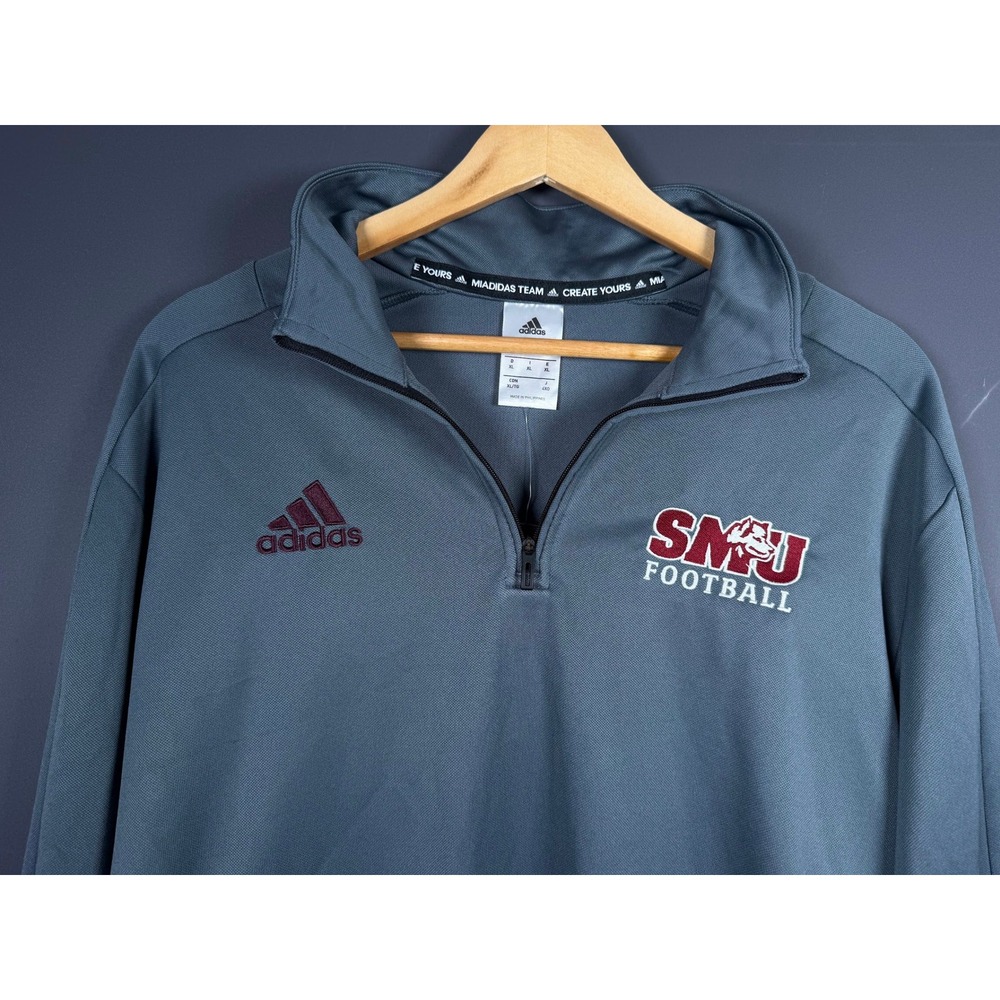 NWT Adidas SMU Saint Marys Football Climalite Quarter Zip Pullover Grey Mens XL